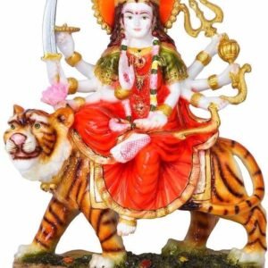 Goddess Maa Durga Devi Marble Idol statue Sherawali Mata rani Spiritual Murti Decorative Showpiece - 33 cm  (Polyresin, Multicolor)