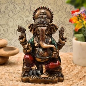 Ganesha / Ganpati / Ganpathy / vinayaka statue for home temple puja D-9 Decorative Showpiece - 10 cm  (Resin, Multicolor)