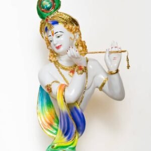 KRISHNA STATUE WITH FLUTE, RESIN FIGURINE MULTICOLOUR WITH GOLD ACCENTS Decorative Showpiece - 40 cm  (Resin, Multicolor)