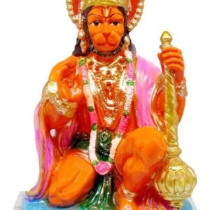 Bajrangbali / Hanuman ji / G LOOKS Hanuman Marble Dust Statue/ Ashirwad Bajrangbali Idol for Home Temple (Orange) Decorative Showpiece - 22 cm  (Polyresin, Multicolor)
