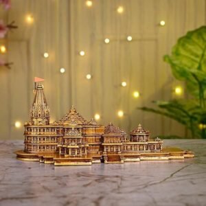Ram Mandir Ayodhya Model Authentic Design Ideal for Home Temple Decorative Showpiece - 9.5 cm  (Polyresin, Brown)